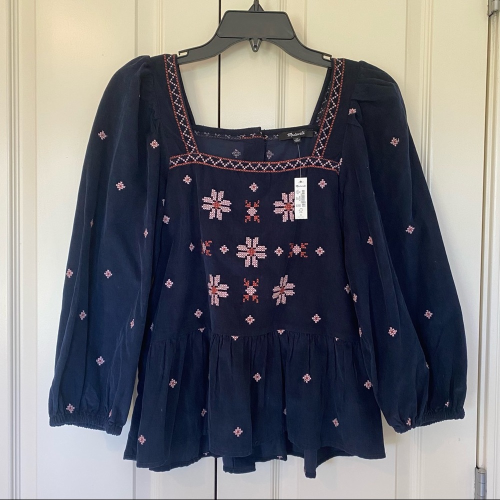 NWT Madewell Corduroy Peplum Top